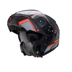 Kask Caberg Flip-Up Model Levo X Elite - Czarny Mat/Szary/Czerwony Fluo - Rozmiar S
