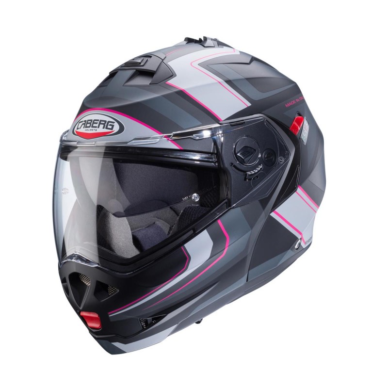 Kask szczenowy Caberg Duke X czarny mat/szary/srebrny/fuksja rozmiar S