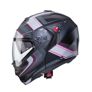Kask szczenowy Caberg Duke X czarny mat/szary/srebrny/fuksja rozmiar S