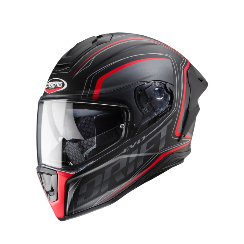 Kask integralny Caberg Drift Evo Integra - wyprzedaż, czarny mat/szary/czerwony fluo, rozmiar XL