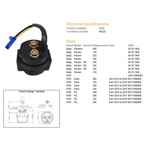 Przekaźnik rozrusznika KTM Duke 125/200/250/390 '11-'19; RC 125/200/250/390 '14-'19 (OEM 90111058000)