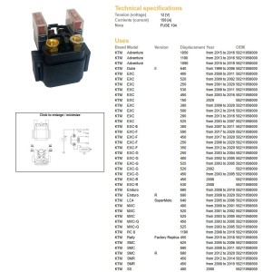 Przekaźnik rozrusznika KTM SX/SX-F/EXC/EXC-F/EXC-R/XC-XC-F do modeli 1999-2020 oraz LC4 640/690/950/990/1090/1050/1190/1290 do m
