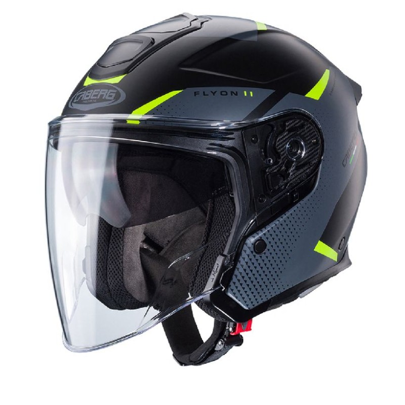 Caberg Promocja Kask Otwarty Jet Flyon II Boss Czarny/Szary/Żółty Fluo Mat M