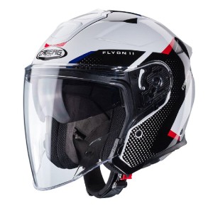 Caberg Kask Otwarty Jet Flyon II Boss Biały/Czarny/Czerwony/Niebieski Rozmiar M