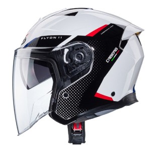 Caberg Kask Otwarty Jet Flyon II Boss Biały/Czarny/Czerwony/Niebieski XL