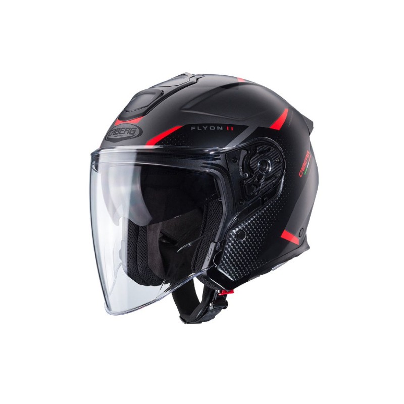 Caberg Kask Otwarty Jet Flyon II Boss Czarny/Szary/Czerwony Mat XL