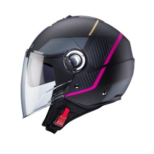 Kask otwarty Caberg Riviera V4X Geo - czarny mat/szary/fuksja