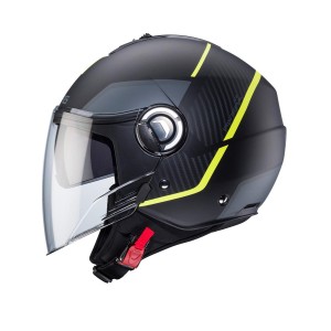 Kask otwarty Caberg Riviera V4x Geo - promocja, czarny mat/żółty fluo/szary, rozmiar XXL