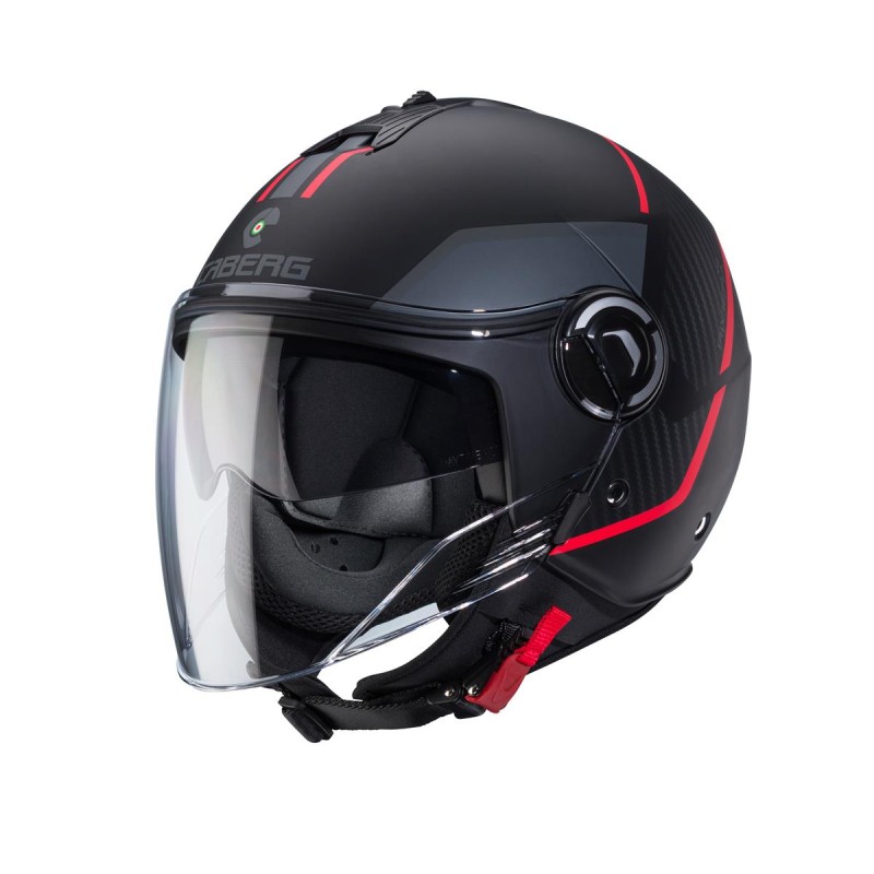 Kask otwarty Caberg Riviera V4X Geo czarny mat/czerwony/szary XS