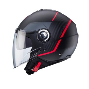 Kask otwarty Caberg Riviera V4X Geo czarny mat/czerwony/szary XS