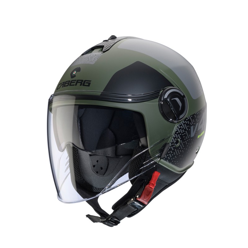 Kask Caberg Jet Riviera V4X Alpha Zielony/Czarny/Szary Mat Rozmiar L
