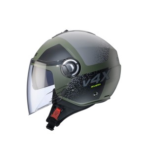 Kask Caberg Jet Riviera V4X Alpha Zielony/Czarny/Szary Mat Rozmiar M