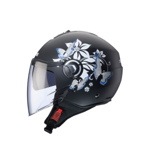 Caberg Kask Otwarty Jet z Blendą Model Riviera V4X MIA - Czarny Mat/Biały/Szary - Rozmiar XS