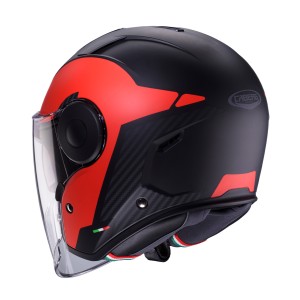 Kask otwarty Caberg Jet z blendą model Soho Milano czerwono-czarny mat rozmiar M