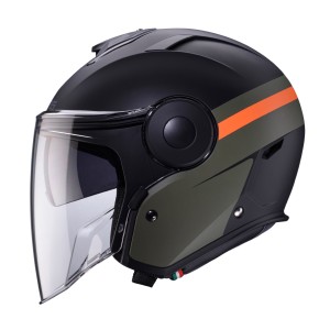 Kask otwarty Caberg Jet model Soho Zephyr czarno-zielono-pomarańczowy mat XL