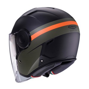 Kask otwarty Caberg Jet model Soho Zephyr czarno-zielono-pomarańczowy mat XL