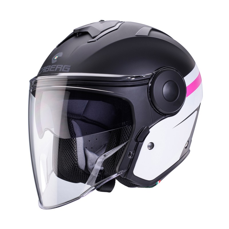 Kask otwarty Caberg Jet Soho Zephyr czarny mat/biały/fuksja (rozmiar S)