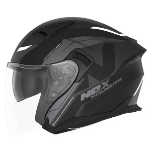 Kask otwarty NOX PROMOCJA N130 KLINt czarny/szary/biały mat XXL