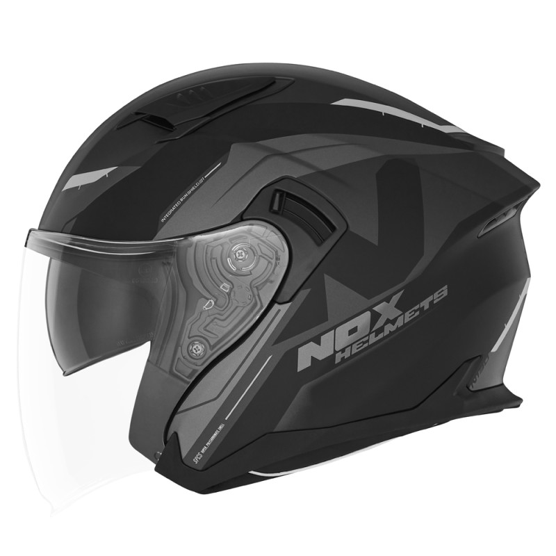 Kask otwarty NOX PROMOCJA N130 KLINt czarny/szary/tytanowy mat rozmiar M