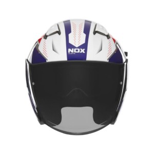 NOX KASK OTWARTY JET Z BLENDĄ N130 MYST BIAŁO/NIEBIESKI/CZERWONY ROZMIAR L