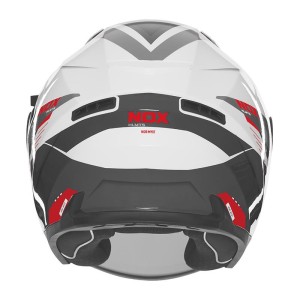 NOX KASK OTWARTY JET Z BLENDĄ N130 MYST - Biały/Czarny/Czerwony - Rozmiar M