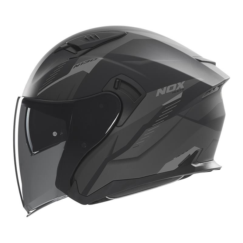 NOX KASK OTWARTY JET Z BLENDĄ N130 MYST KOLOR CZARNY/SREBRNY MAT ROZMIAR M