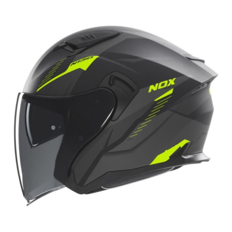 NOX KASK OTWARTY JET Z BLENDĄ N130 MYST KOLOR CZARNY/ŻÓŁTY FLUO MAT ROZMIAR XL