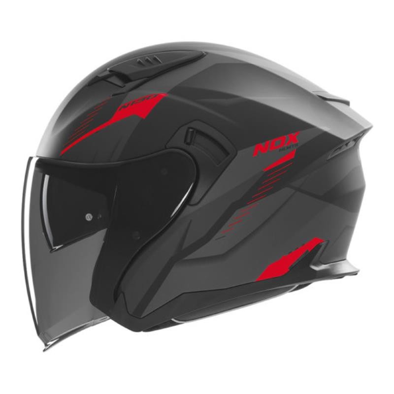 NOX KASK OTWARTY JET Z BLENDĄ N130 MYST CZARNY/CZERWONY MAT XXL