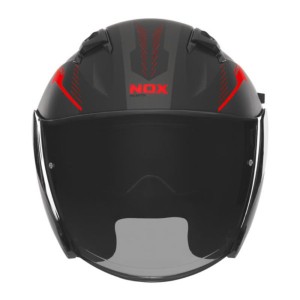 NOX KASK OTWARTY JET z blendą N130 Myst kolor czarny/czerwony mat rozmiar L