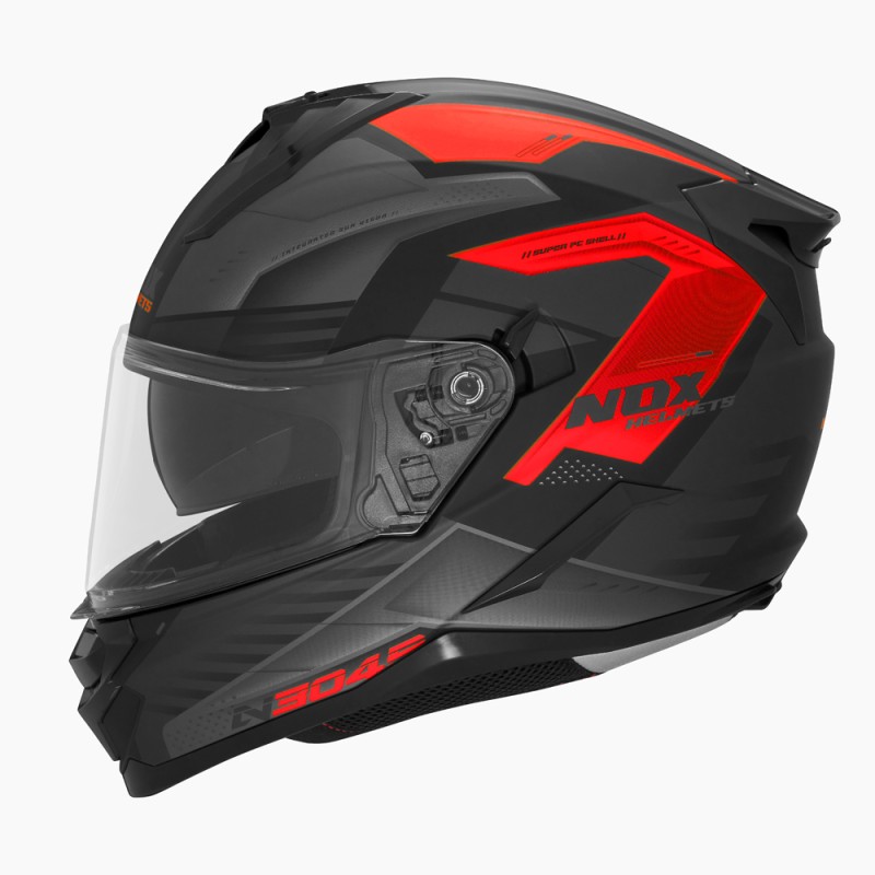Kask integralny NOX z blendą N304S Carver czarno-czerwony mat rozmiar L