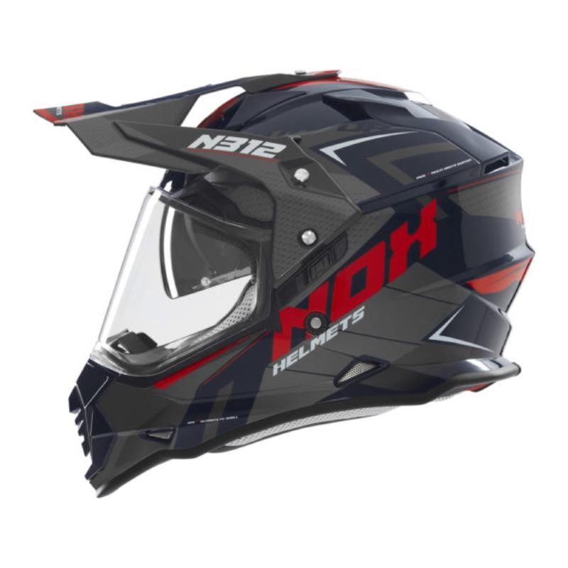 NOX KASK OFFROAD / TRAIL DUOSPORT N312 VAPOR - Niebieski/Czarny/Czerwony - Rozmiar S