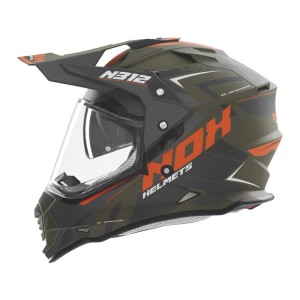 NOX KASK OFFROAD / TRAIL DUOSPORT (DUAL) N312 VAPOR - Pomarańczowy/Khaki/Szary Mat