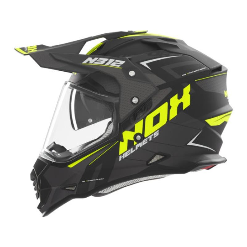 NOX KASK OFFROAD / TRAIL DUOSPORT (DUAL) N312 VAPOR Z SZYBKĄ I BLENDĄ KOLOR CZARNY/ZÓŁTY FLUO MAT ROZMIAR XS