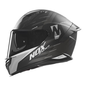 NOX KASK INTEGRALNY (FULL FACE) Z BLENDĄ N401 CROWER KOLOR CZARNY/SREBRNY MAT ROZMIAR S