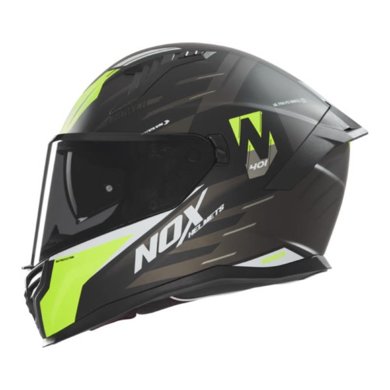 NOX Kask Integralny (Full Face) N401 Crower Czarny/Żółty Fluo Mat XL