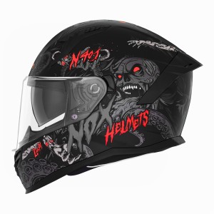 NOX KASK INTEGRALNY (FULL FACE) Z BLENDĄ N401 ZUMBI KOLOR CZARNY/CZERWONY MAT ROZMIAR XL