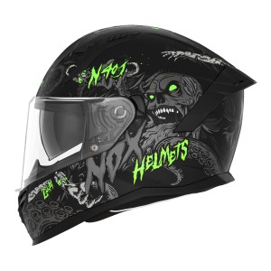 NOX KASK INTEGRALNY (FULL FACE) N401 ZUMBI KOLOR CZARNY/ZIELONY FLUO MAT ROZMIAR XXL