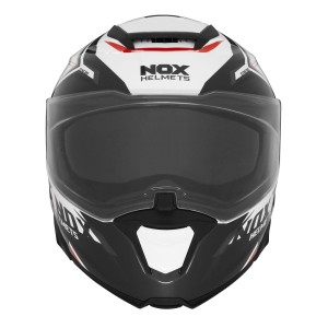 Kask szczękowy NOX N967 Synchro biało-czerwony rozmiar XXL