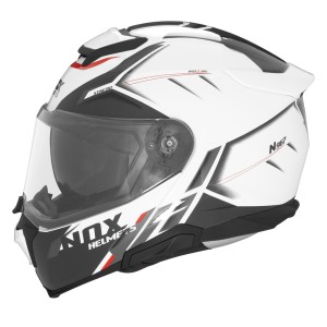 NOX KASK SZCZĘKOWY (FLIP-UP) Z BLENDĄ N967 SYNCHRO BIAŁY/CZERWONY S