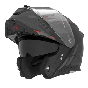 NOX KASK SZCZĘKOWY (FLIP-UP) Z BLENDĄ N967 SYNCHRO CZARNY/CZERWONY/SZARY MAT ROZMIAR M