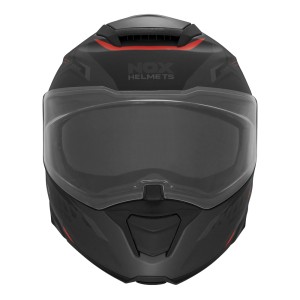 NOX KASK SZCZĘKOWY (FLIP-UP) Z BLENDĄ N967 SYNCHRO CZARNY/CZERWONY/SZARY MAT ROZMIAR M