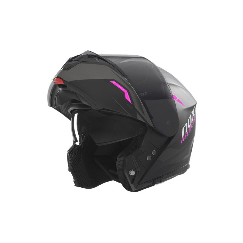 NOX KASK SZCZĘKOWY (FLIP-UP) Z BLENDĄ N968 ULTRA KOLOR CZARNY/RÓŻOWY MAT ROZMIAR M
