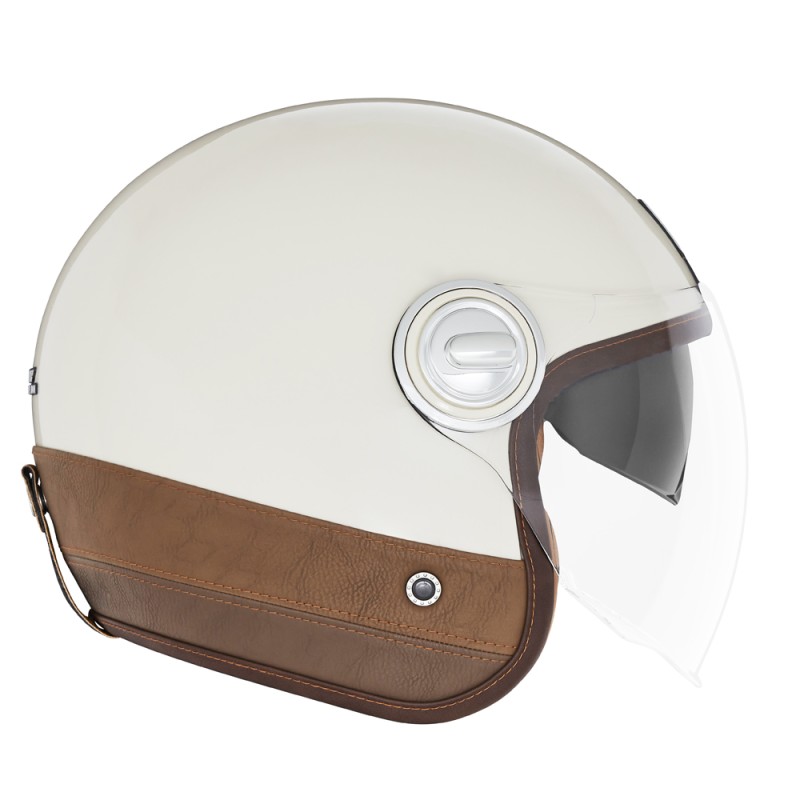 NOX PREMIUM KASK OTWARTY JET HERITAGE LEATHER KREMOWY/BRĄZOWY XL