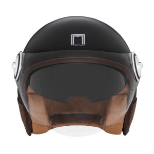 Kask otwarty NOX Premium Jet Heritage Leather czarno-brązowy S