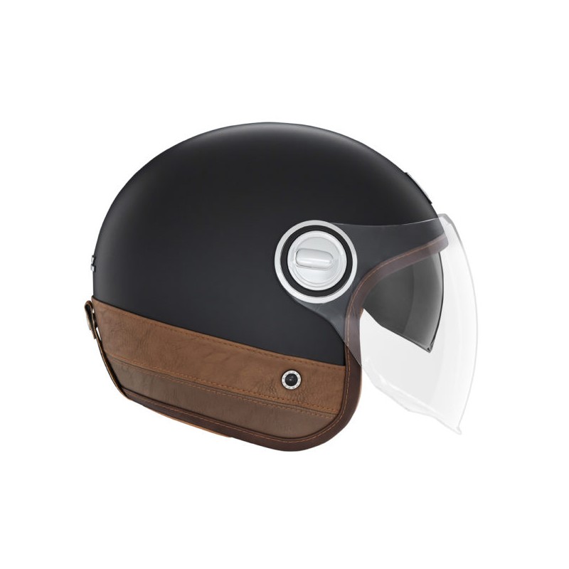 NOX PREMIUM KASK OTWARTY JET HERITAGE LEATHER CZARNY/BRĄZOWY XL