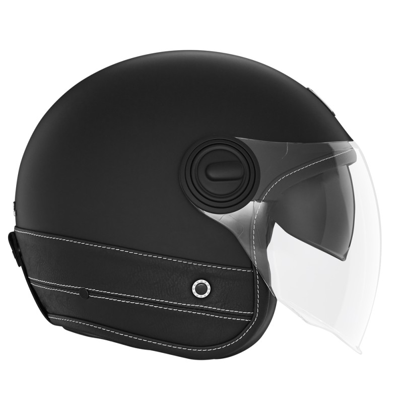 Kask otwarty NOX Premium Jet Heritage Leather czarny mat rozmiar S