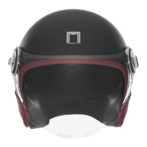 NOX PREMIUM KASK OTWARTY JET HERITAGE LEATHER CZARNY MAT/CZERWONY XL