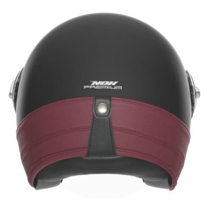NOX PREMIUM KASK OTWARTY JET HERITAGE LEATHER CZARNY MAT/CZERWONY XL