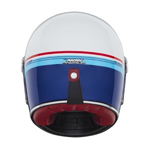 Kask integralny NOX Premium Revenge Strobe biało-niebiesko-czerwony połysk XL