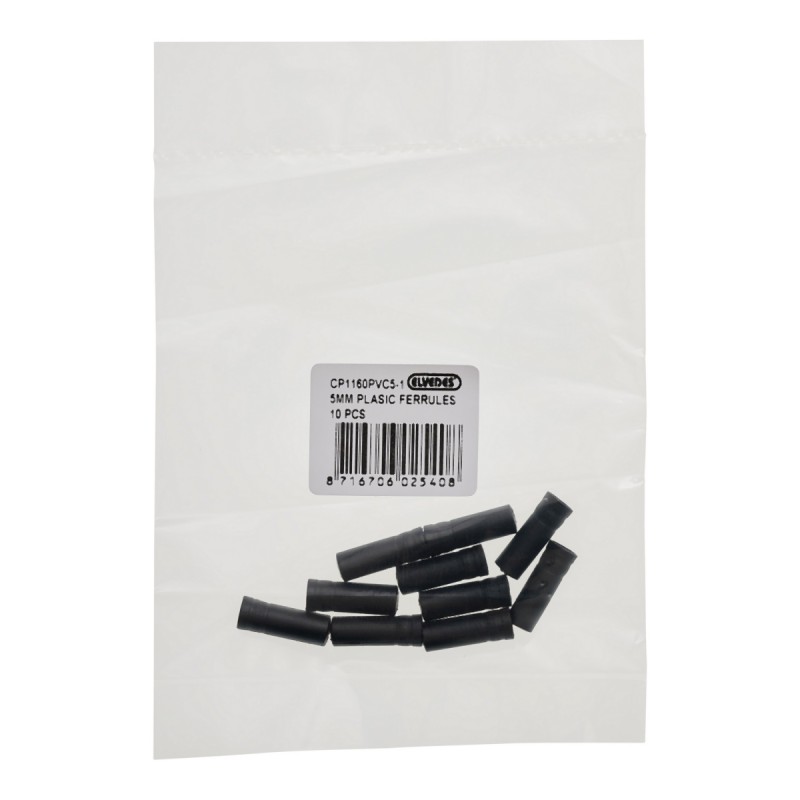 Wyprzedaż końcówka pancerza hamulca 5mm czarny opakowanie 10szt - Elvedes